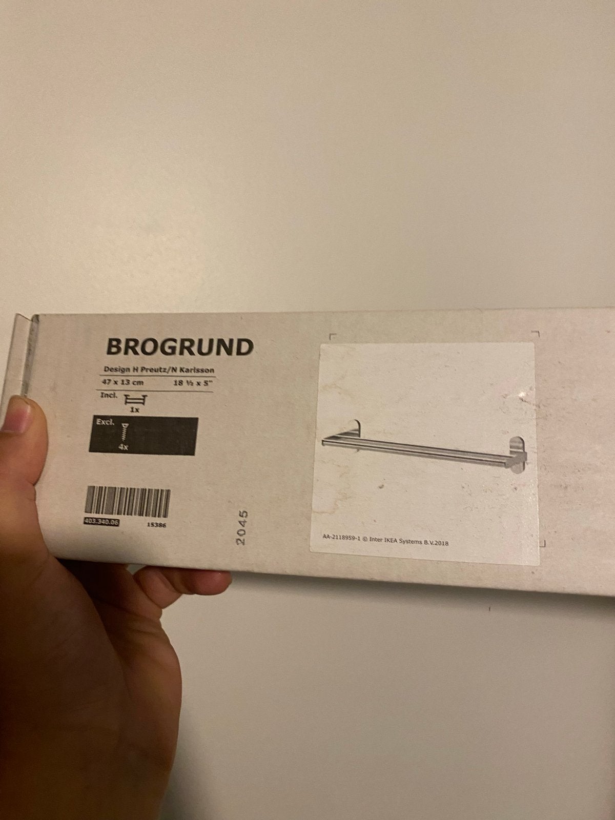 IKEA BROGRUND Handdoekenrek 47x13 cm, IKEA, Handdoekenrek, Nieuw, Ophalen of Verzenden