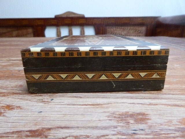 Mooie houten doos met inleg, Ophalen of Verzenden