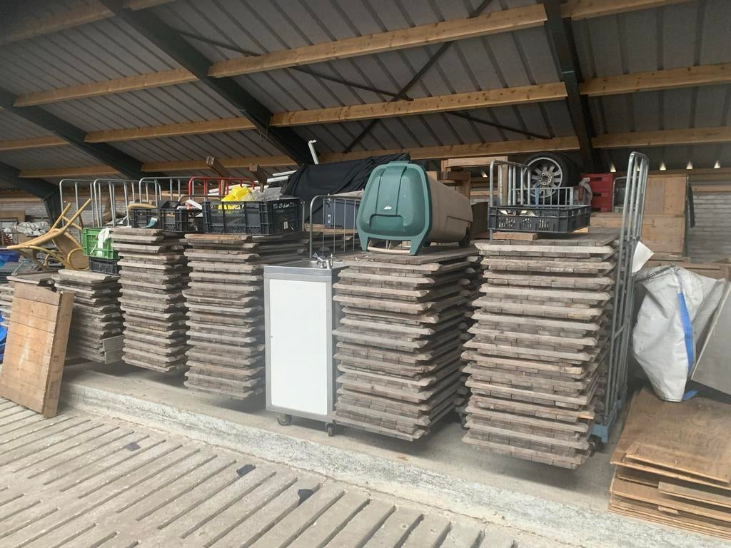 Houten vlonder tentvloer ca. 90 m2 - Gebruikt, goede staat, Ophalen of Verzenden, Gebruikt