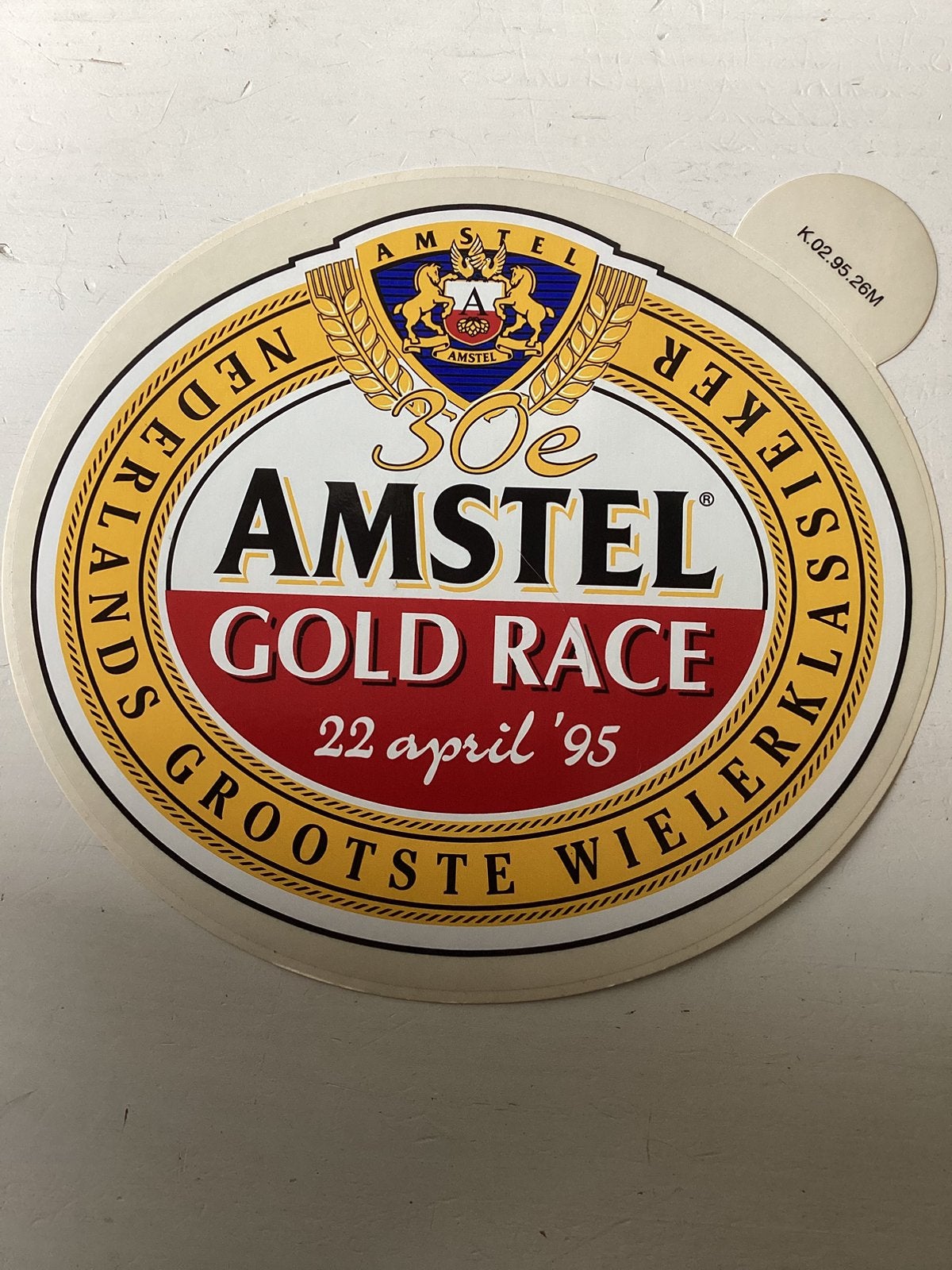 Sticker 30e Amstel Gold Race 1995, Verzamelen, Biermerken, Verzenden, Zo goed als nieuw, Pul(len), Amstel