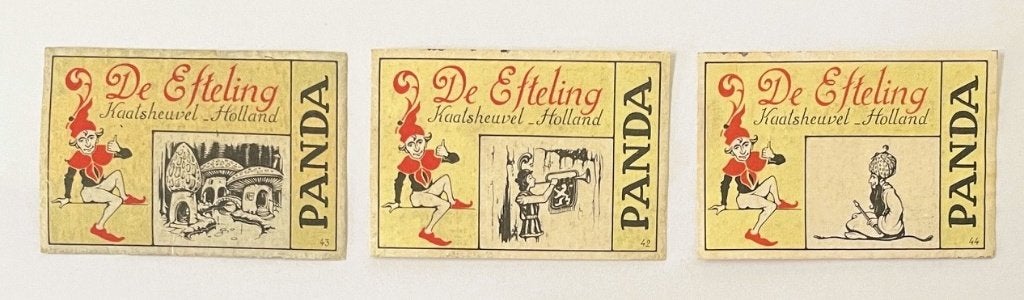 Efteling - 3 lucifermerken - Panda - begin 1960's, Verzamelen, Efteling, Verzenden, Gebruikt, Overige typen