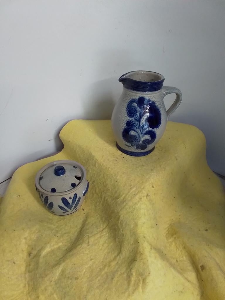 14956) Keulse  suikerpot en roomkaas hoogste  15cm, Ophalen of Verzenden