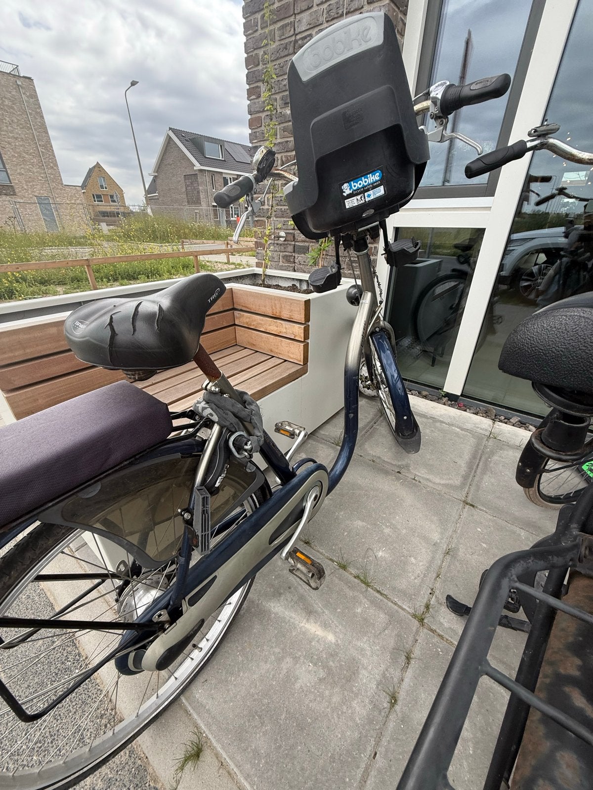 Opknapfiets met lekke band en kinderzitje, 50 tot 53 cm, Trommelrem, Ophalen, Overige merken