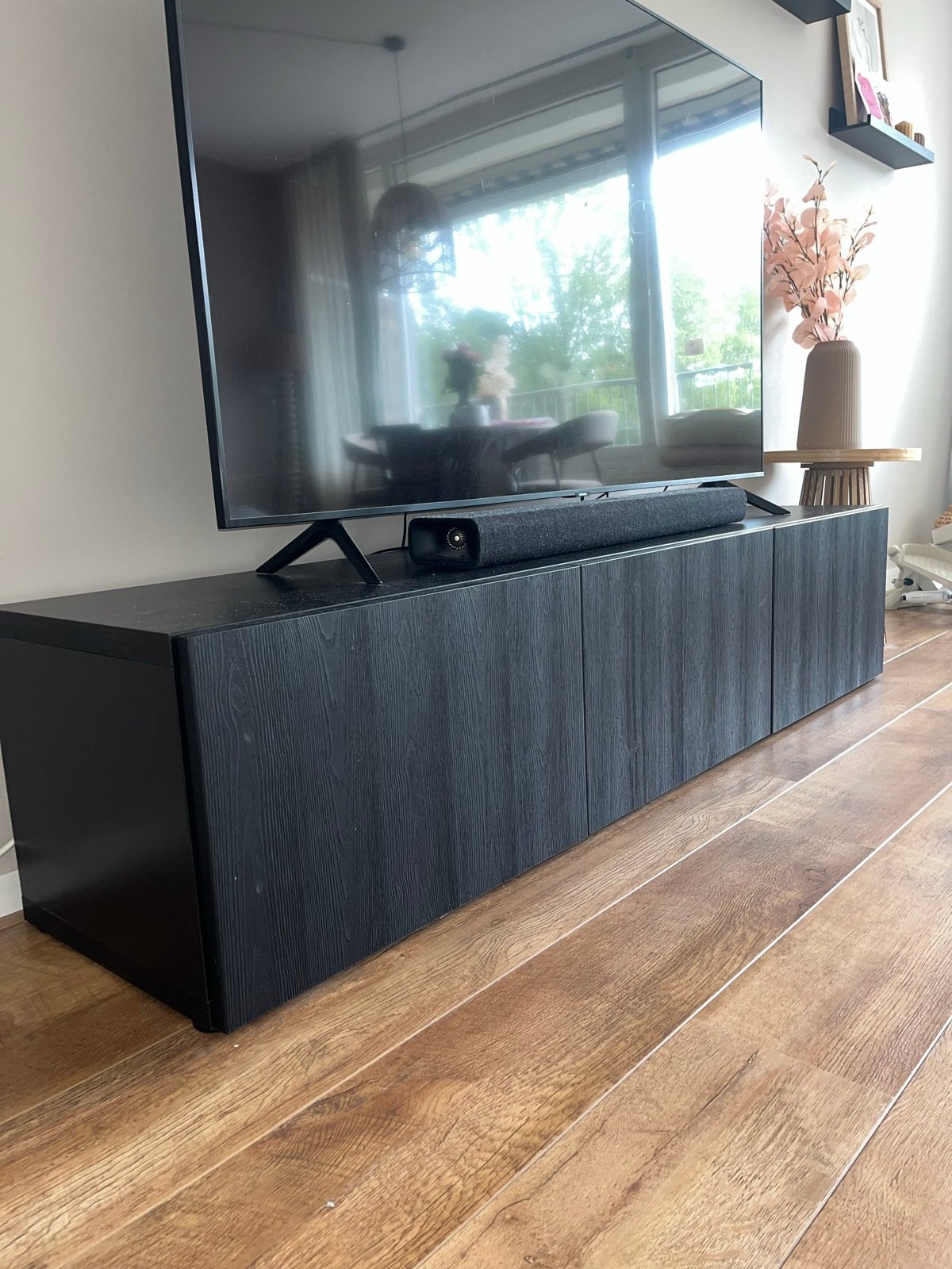 IKEA Besta TV-meubel zwart/donkerbruin, Ophalen, 150 tot 200 cm, Zo goed als nieuw, Minder dan 100 cm