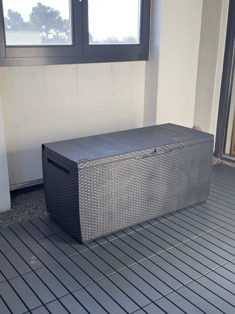 Keter opbergbox / kussenbox 305L – antraciet rotanlook, Ophalen, Gebruikt, Kunststof, Overige typen