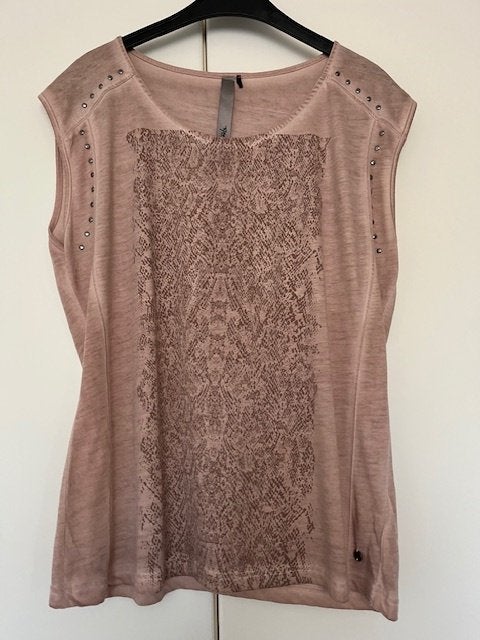 POOOLS leuk oudroze topje met donkerroze opdruk   maat XL, Verzenden, Maat 46/48 (XL) of groter, Zo goed als nieuw, Roze