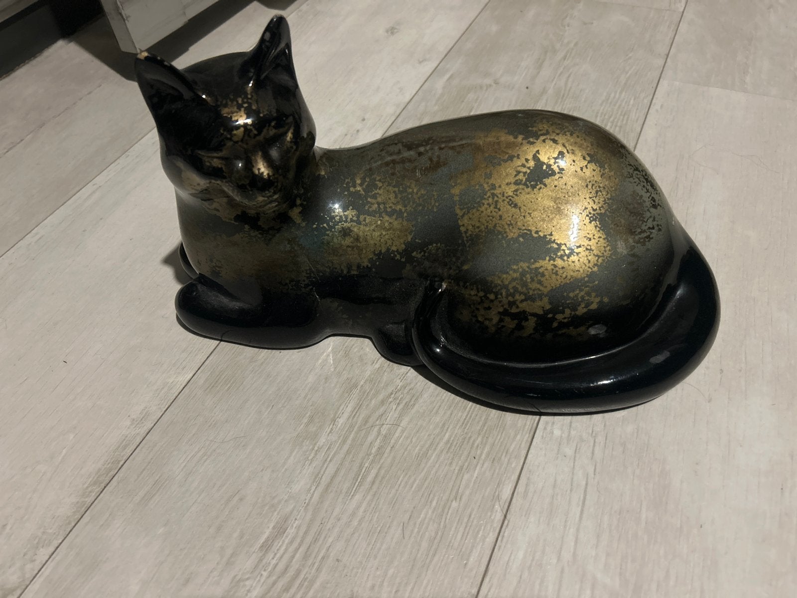 Decoratieve Kat Zwart/Goud - Vintage Stijl, Antiek en Kunst, Ophalen of Verzenden