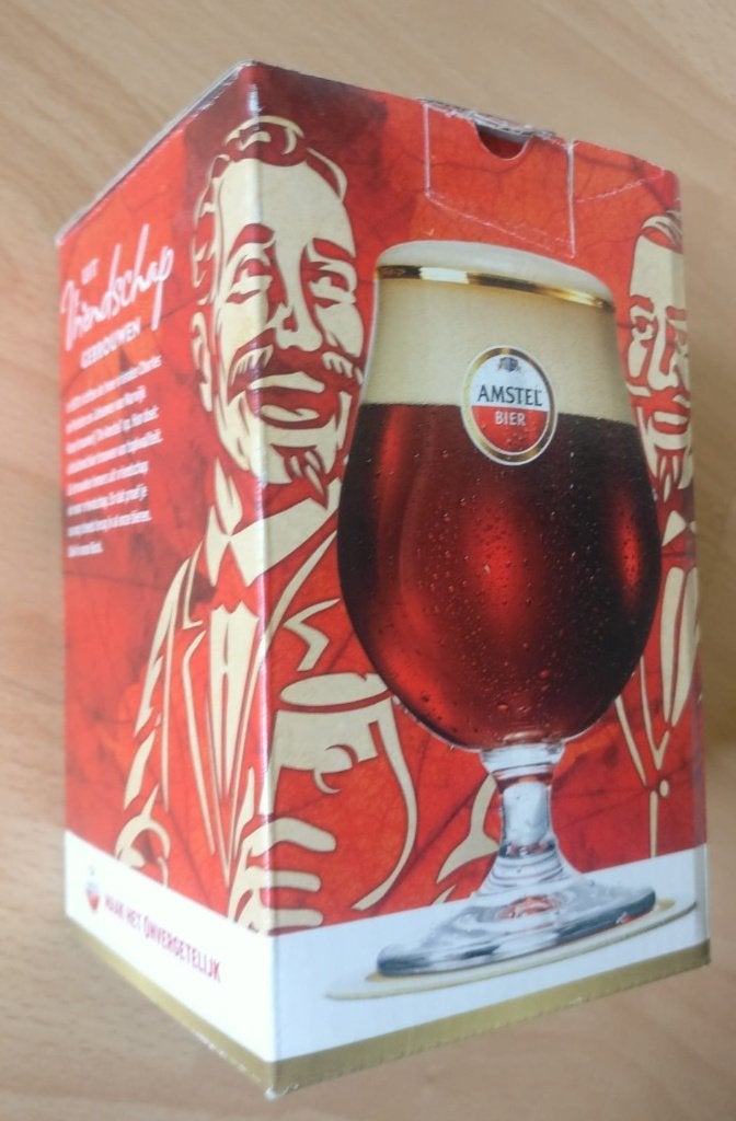 Amstel bier Bock bierglas glas in doos, Ophalen of Verzenden, Nieuw, Glas of Glazen, Amstel