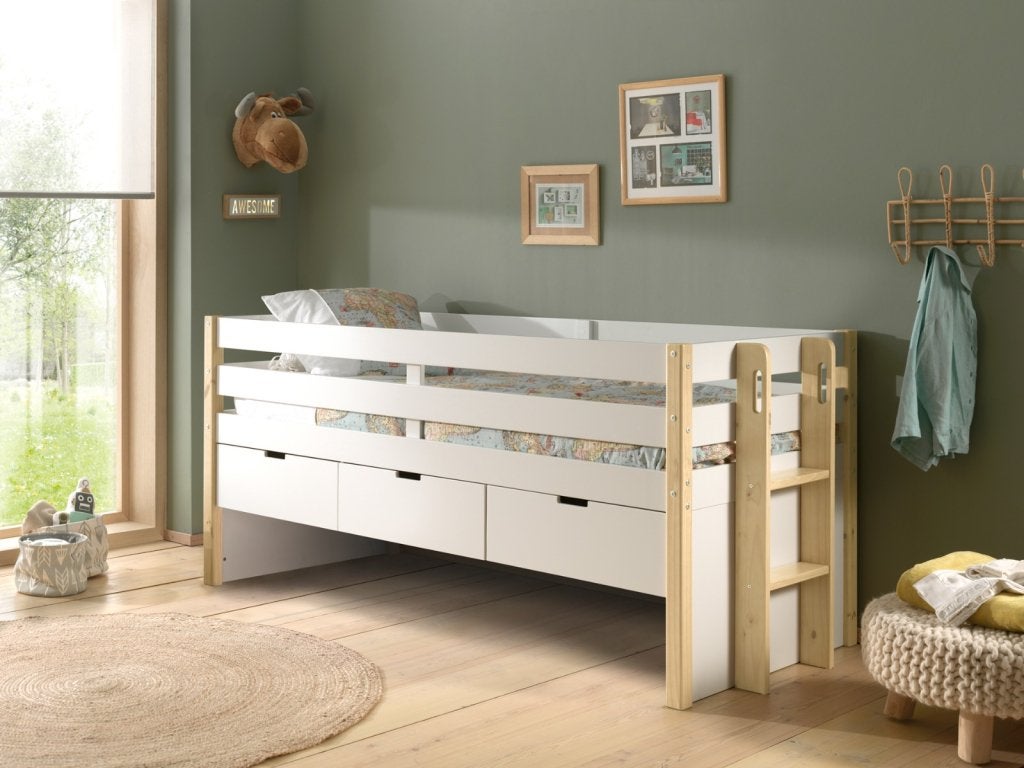 Margrit halfhoogslaper (met lades) - 90x200 - Wit