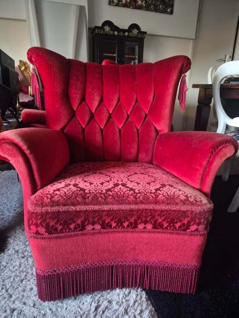 Vintage Fateuils 2x , Hollywood recency. Barok, Franje, Ophalen of Verzenden, 75 tot 100 cm, Minder dan 50 cm