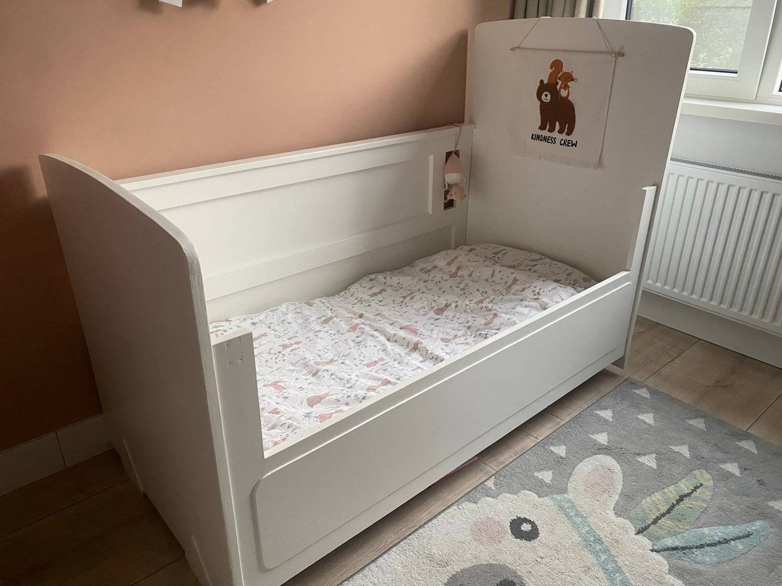Brocante ledikant/peuterbed 70x140 cm met matras, Gebruikt, 70 tot 85 cm, 140 tot 160 cm, Ophalen