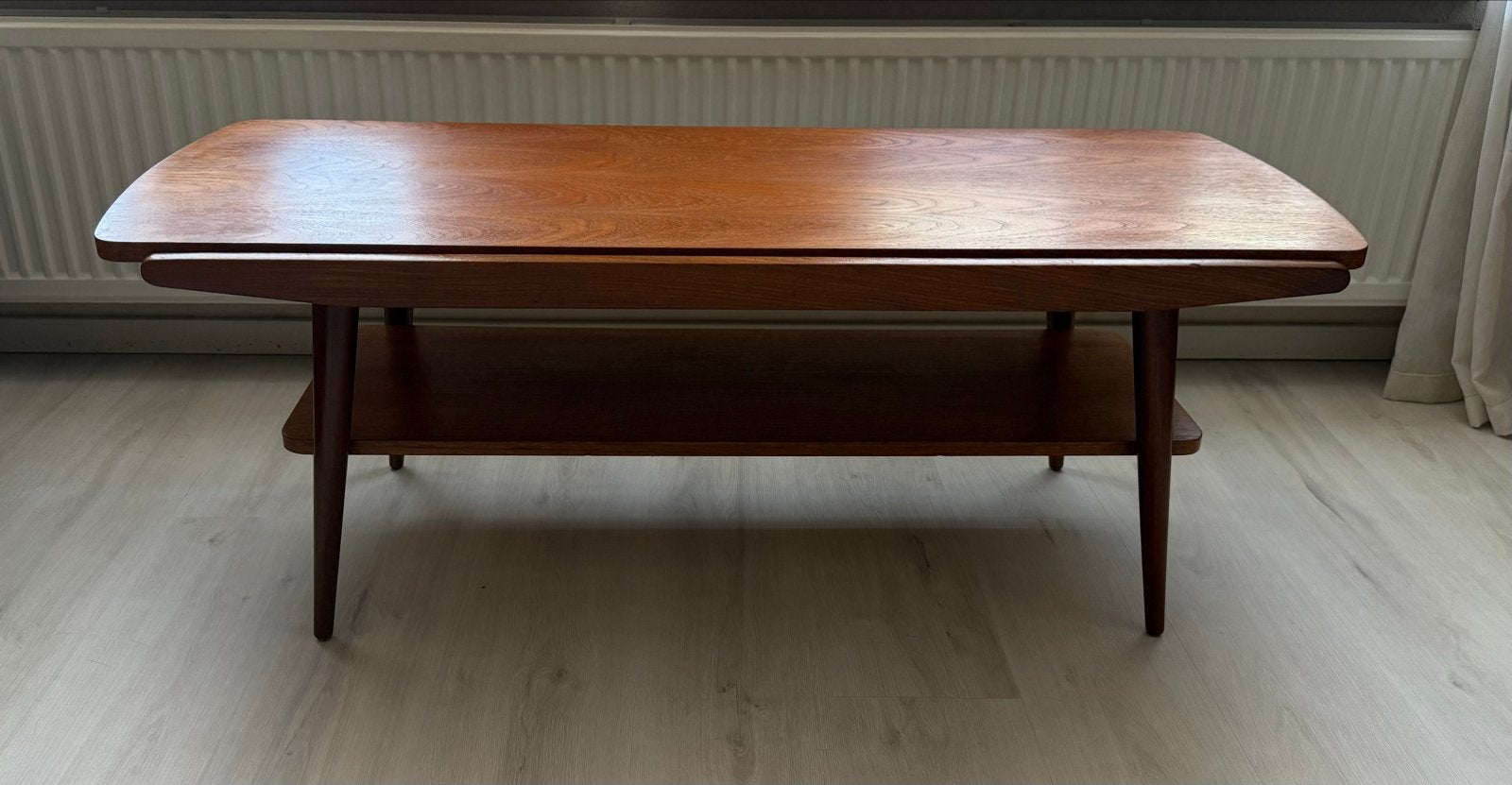 Teak vintage Scandinavische/ Deense salontafel    jaren 60., Huis en Inrichting, Tafels | Salontafels, Ophalen, 100 tot 150 cm