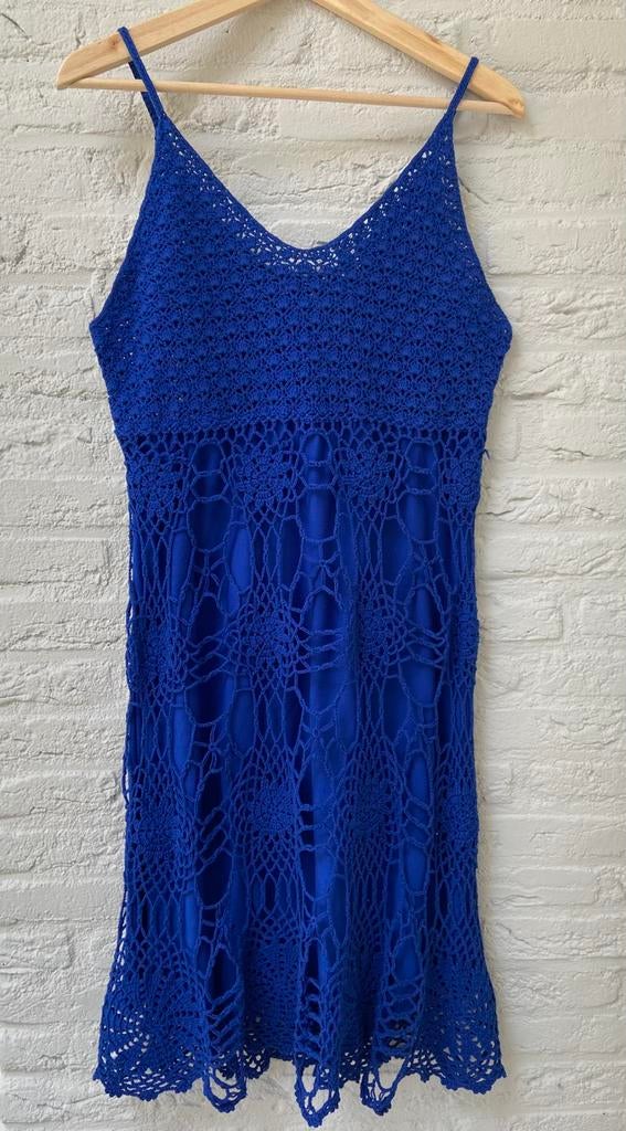 Gehaakte jurk, Maat 38/40 (M), Blauw, Ophalen of Verzenden, Knielengte