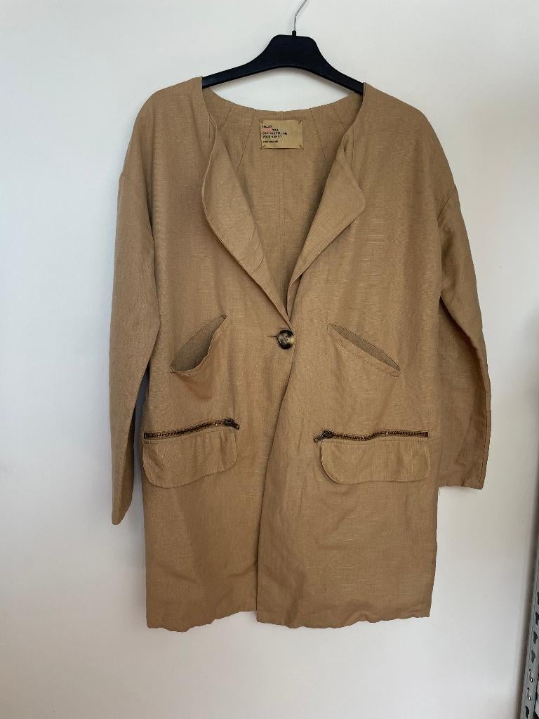 Leon & Harper blazer maat S linnen oversized lang bruin, Leon & Harper, Bruin, Leon & Harper, Valentin@leonandharper.com