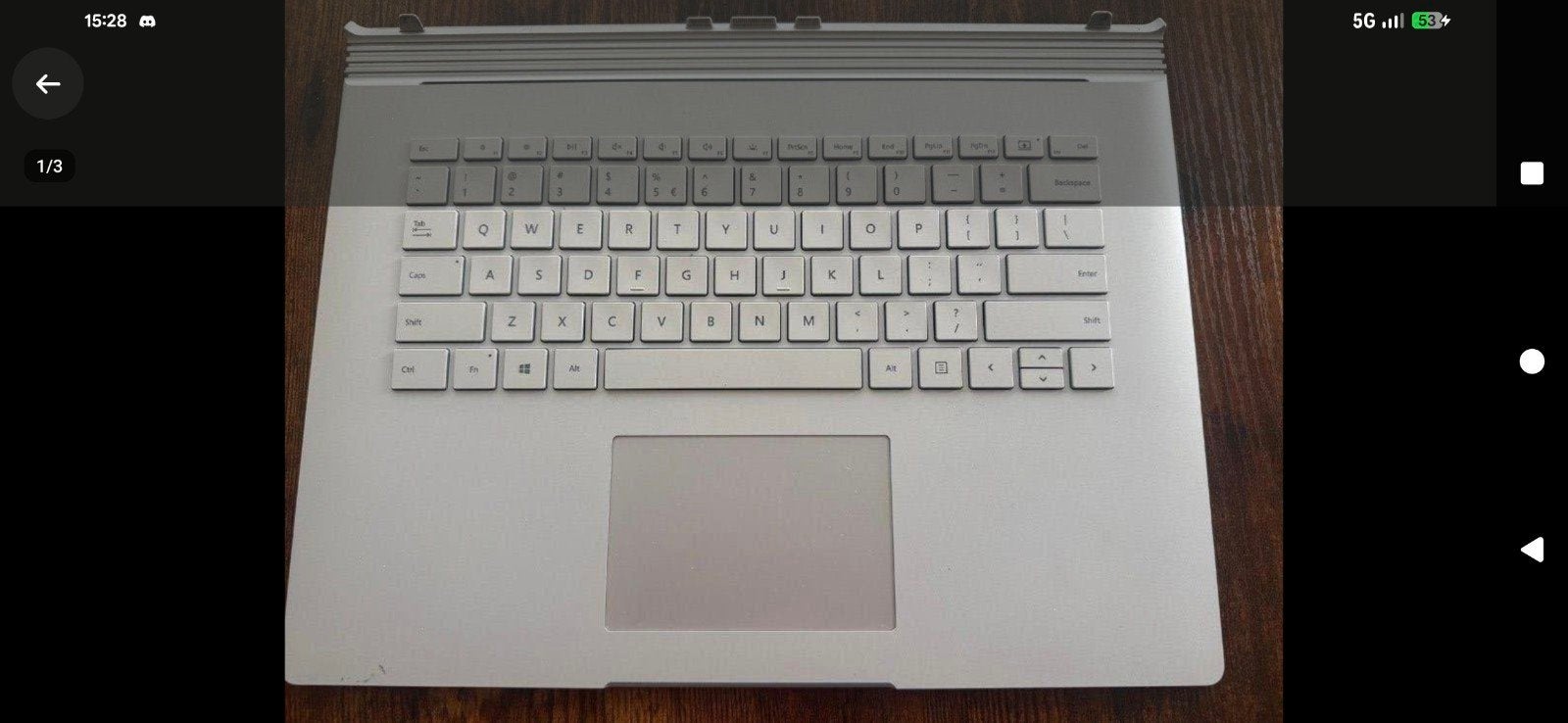 Microsoft Surface Book 2 toetsenbord deel 15", Gebruikt, Verzenden, Verlichte toetsen, Qwerty