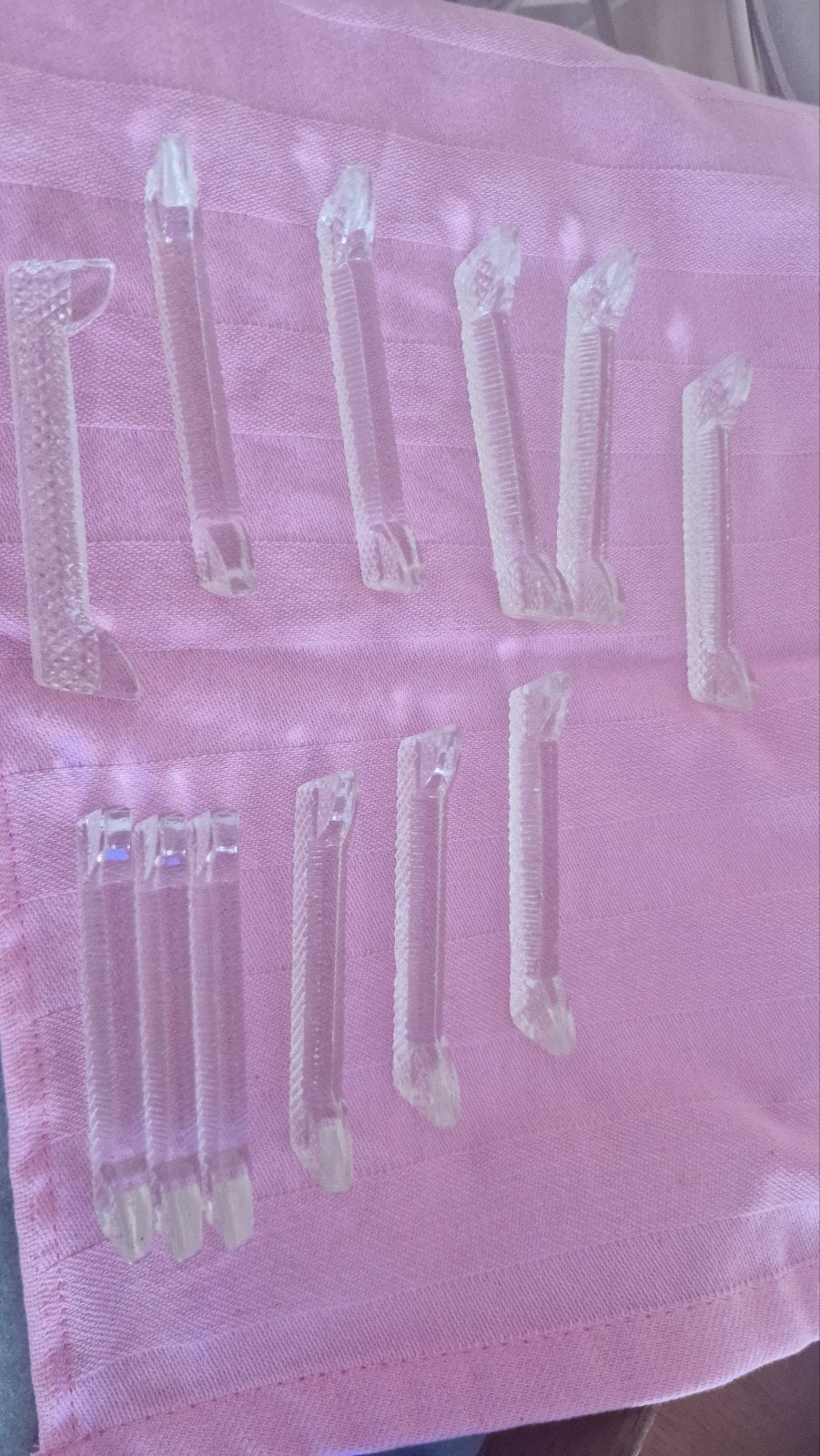 Set van 12 glazen messenleggers, Antiek en Kunst, Antiek | Glas en Kristal, Ophalen of Verzenden
