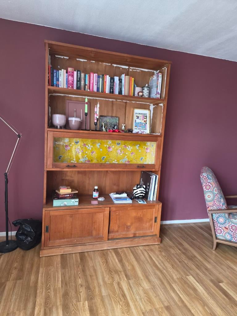 Grote houten boekenkast/vitrinekast, Huis en Inrichting, Kasten | Boekenkasten, 100 tot 150 cm, Ophalen of Verzenden, Klassiek, Vintage