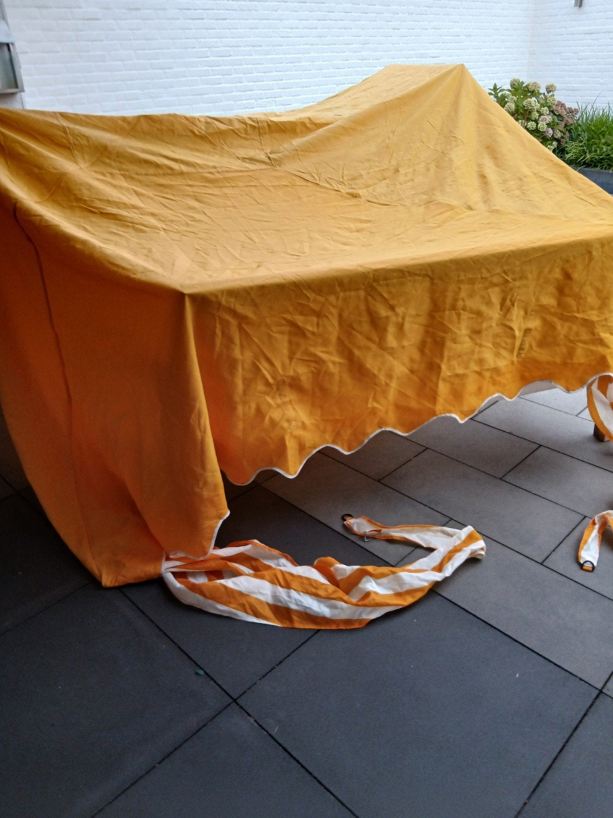 Nieuw geel partytent dak 3x3m met gestreepte spanners, Tuin en Terras, Ophalen of Verzenden
