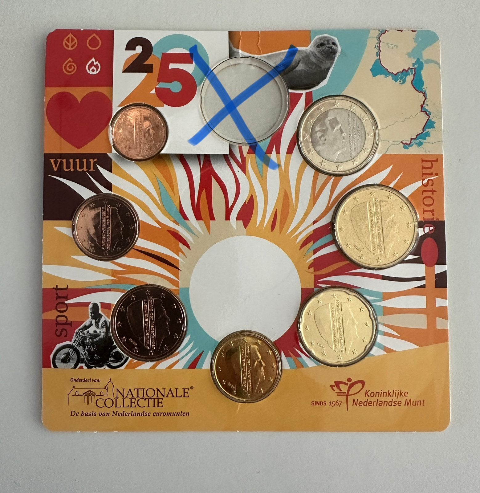 Nederland 2025 Jaarset (7 munten) in UNC blister, Ophalen of Verzenden, Koningin Beatrix, Euro's, Setje