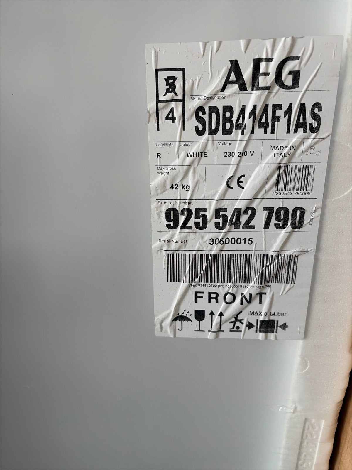 AEG SDB414F1AS Koelkast - Nieuw in verpakking, Ophalen of Verzenden, Nieuw