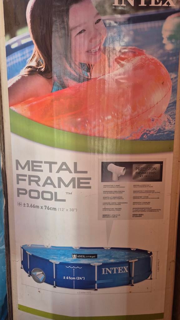 Intex Metal Frame Zwembad met pomp, dompelpomp stofzuiger, Ophalen, Gebruikt, Minder dan 80 cm, Rond