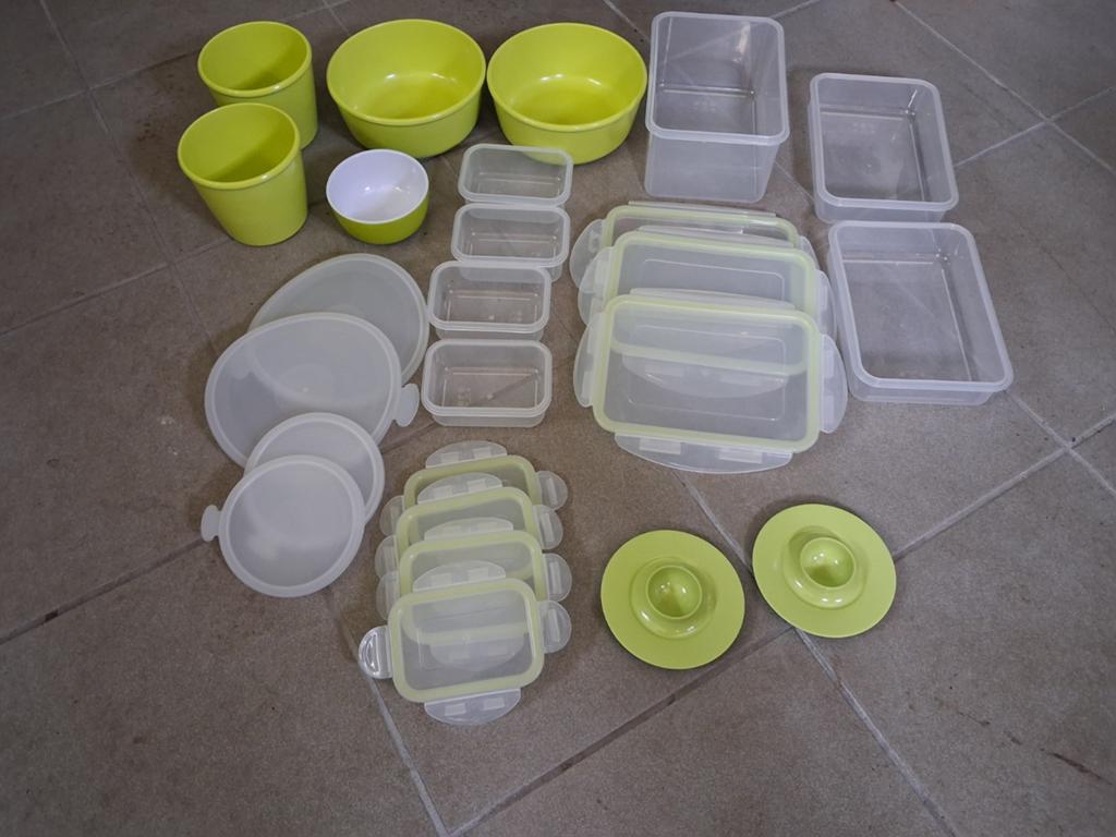 Camping servies  Groen/Wit, Ophalen of Verzenden, Gebruikt