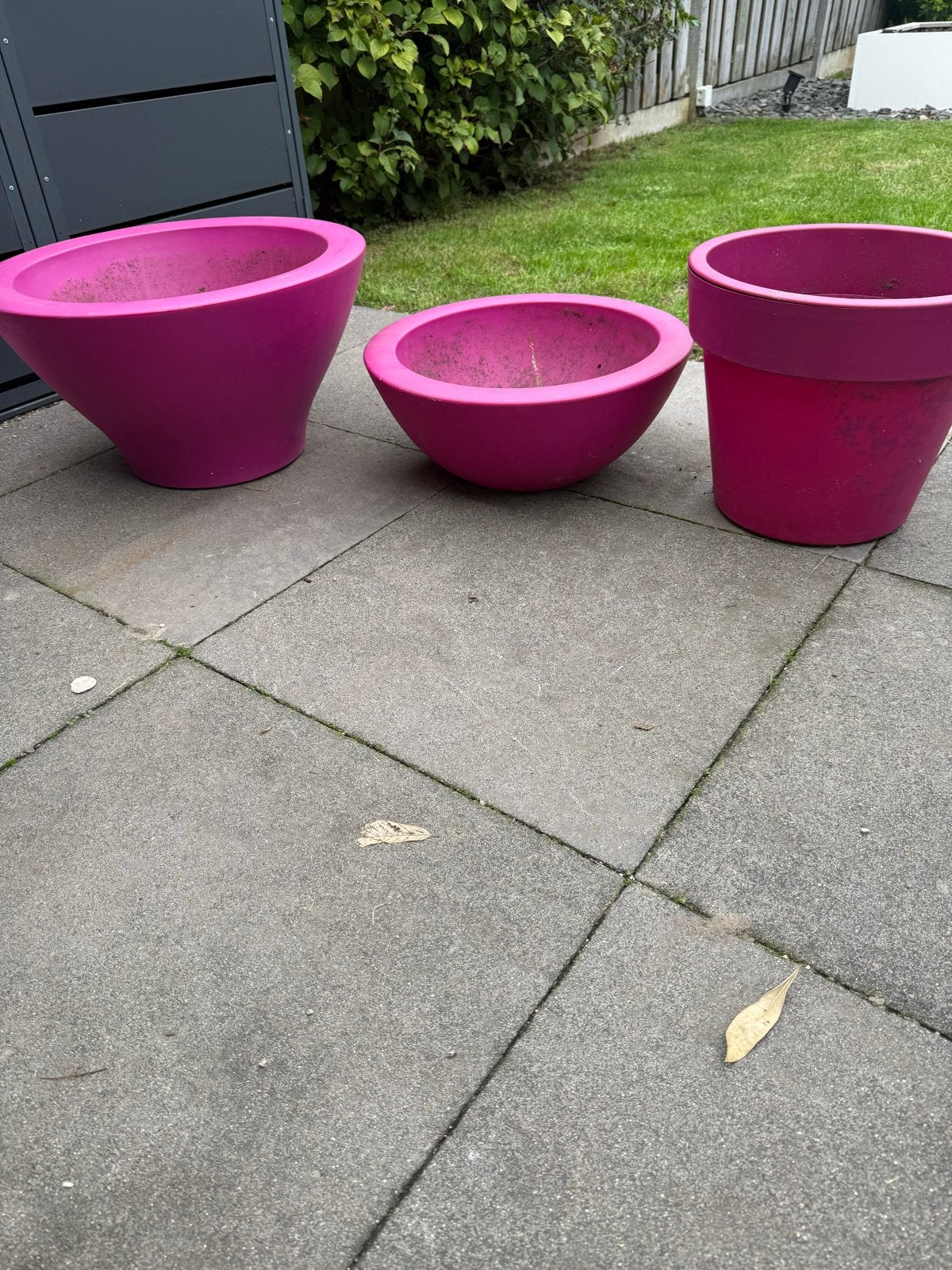 Set van 3 roze bloempotten voor binnen en buiten, Tuin en Terras, Ophalen, Kunststof, Gebruikt, Binnen