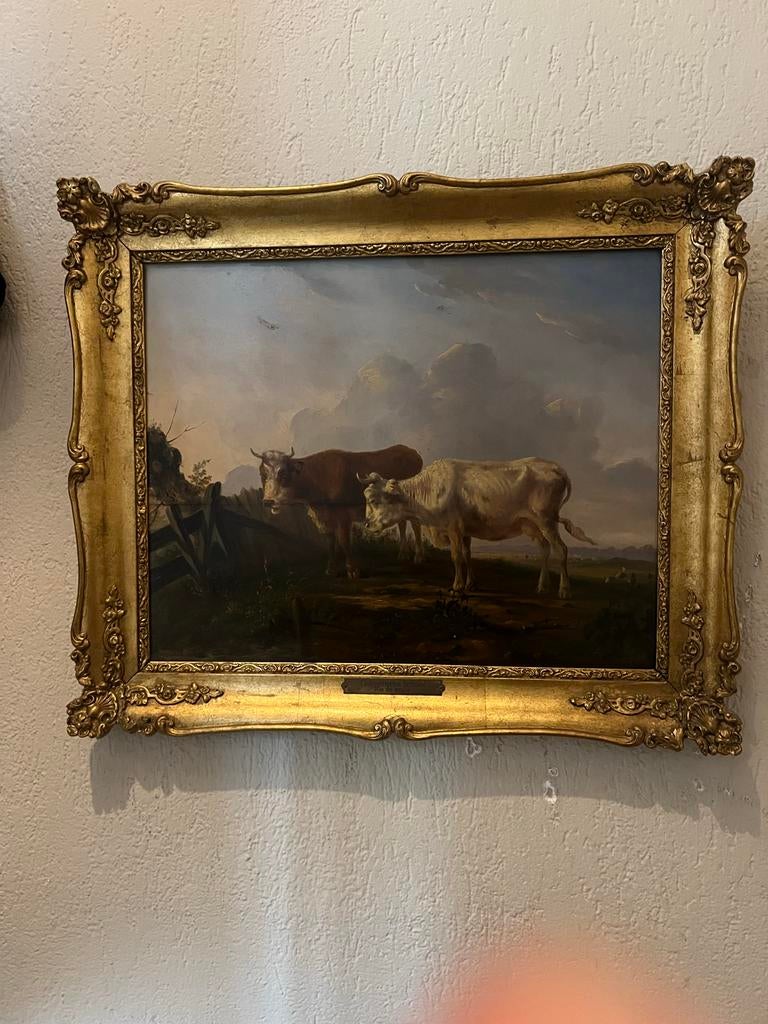 Prachtig Hollands School Schilderij: Koeien in Landschap, Antiek en Kunst, Kunst | Schilderijen | Klassiek, Ophalen