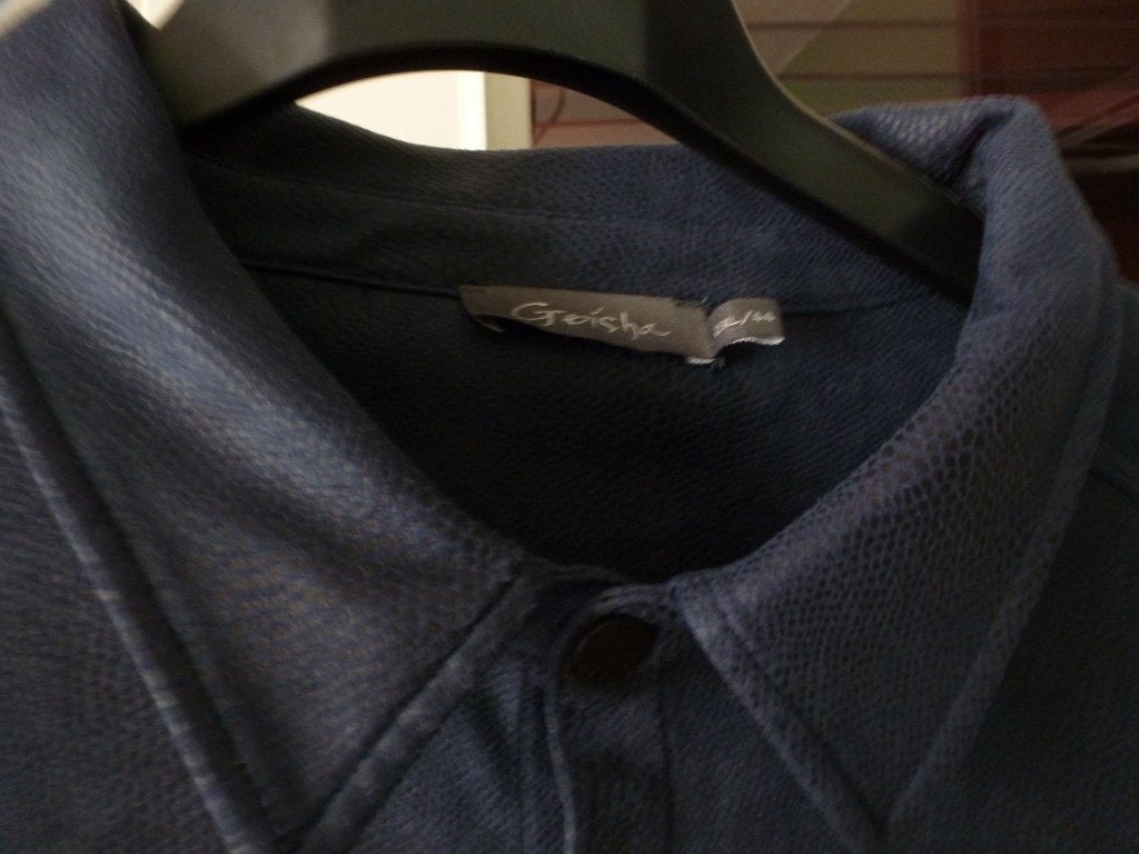 GEISHA nieuw IMITATIE LEER jurk SPIJKEBLAUW 44 -GRATIS zend, Maat 42/44 (L), Nieuw, Knielengte, Verzenden