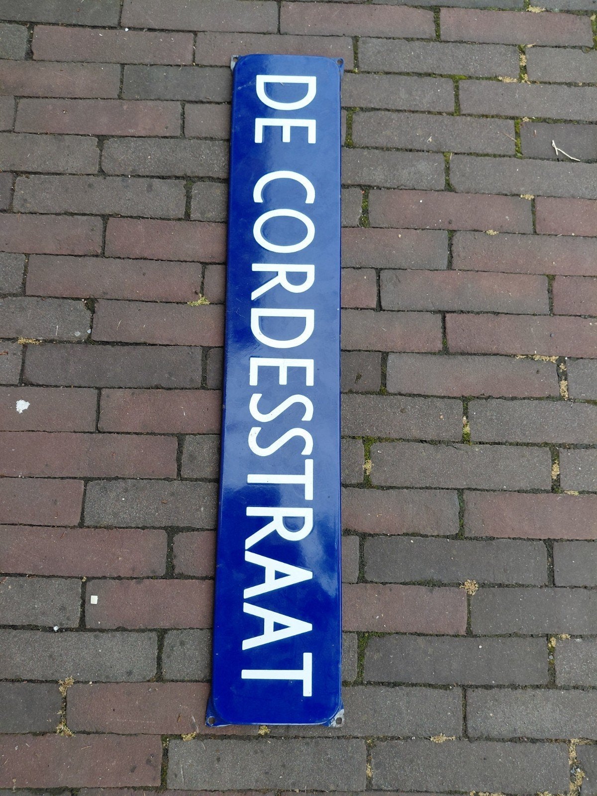 Vintage Straatnaambord "DE CORDESSTRAAT", Antiek en Kunst, Antiek | Emaille, Ophalen of Verzenden