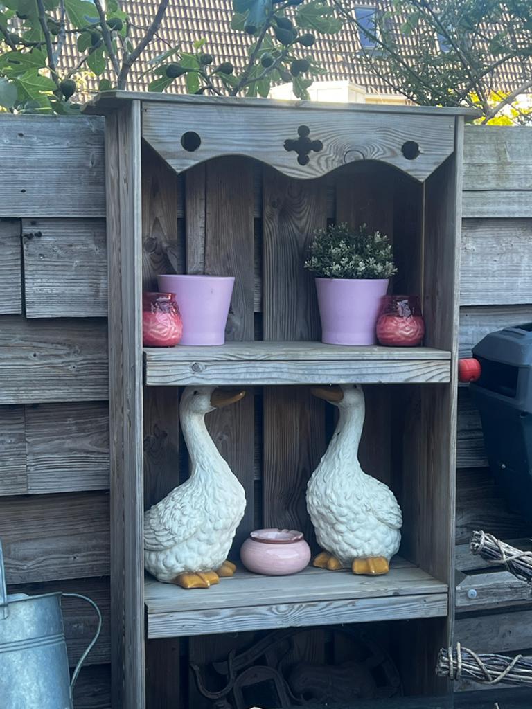 Twee houten tuinkasten / buitenkasten, Ophalen of Verzenden, Gebruikt, Hout, Overige typen