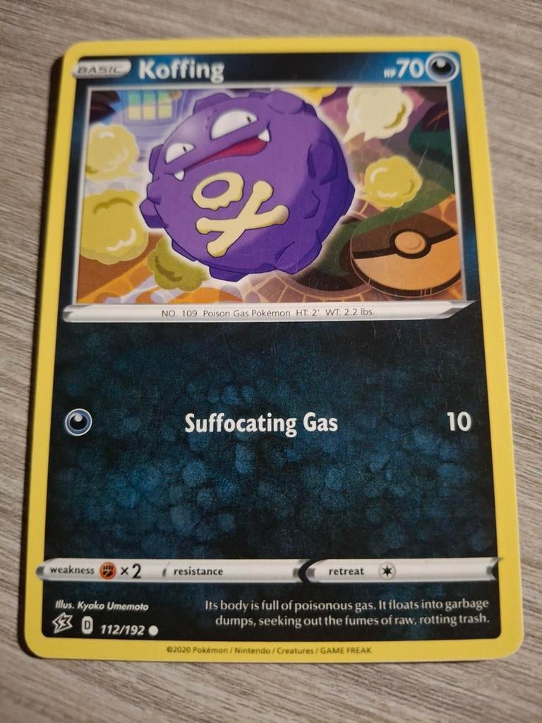 Koffing Pokémon kaart 112/192 - Zo goed als nieuw, Ophalen of Verzenden, Zo goed als nieuw, Losse kaart