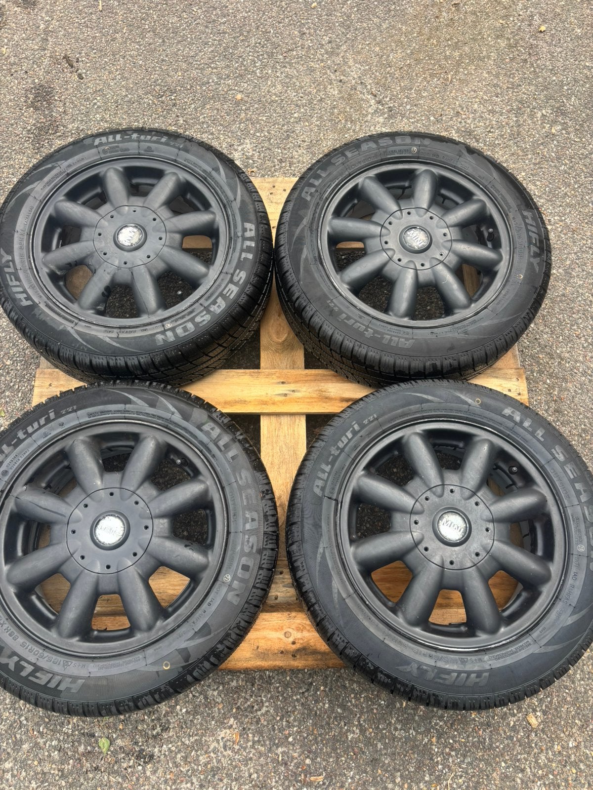 4 NIEUWE all season banden met velgen, Auto-onderdelen, Ophalen, Nieuw, All Season, Band(en)