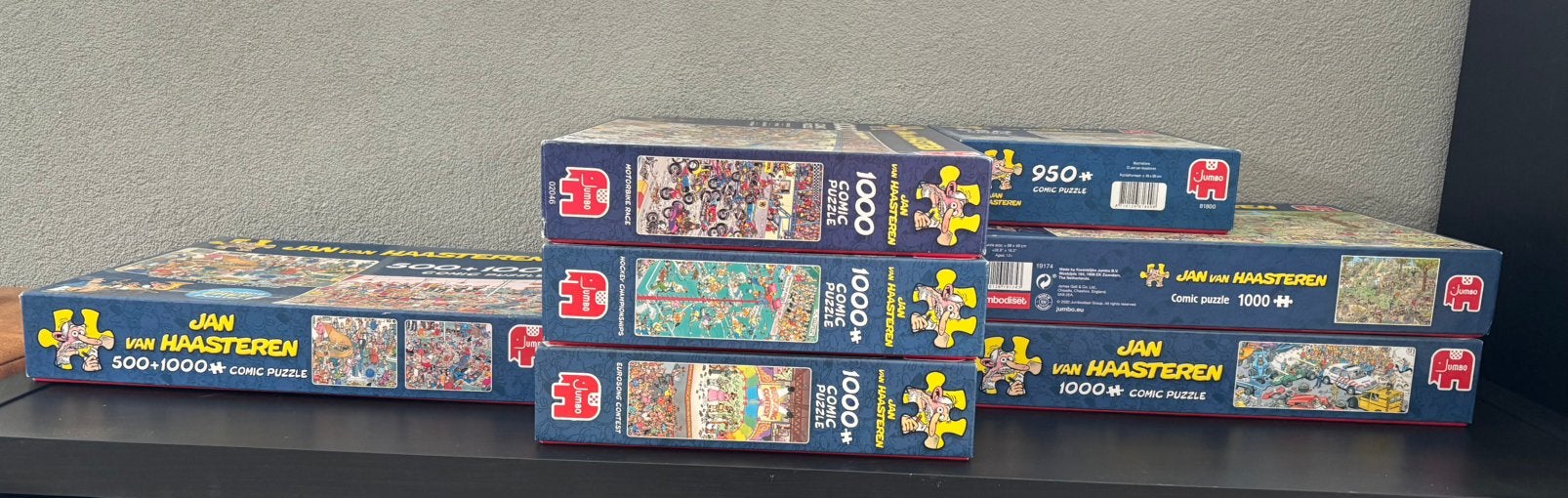 Jan van Haasteren 8 puzzels, Hobby en Vrije tijd, Ophalen, 500 t/m 1500 stukjes, Zo goed als nieuw