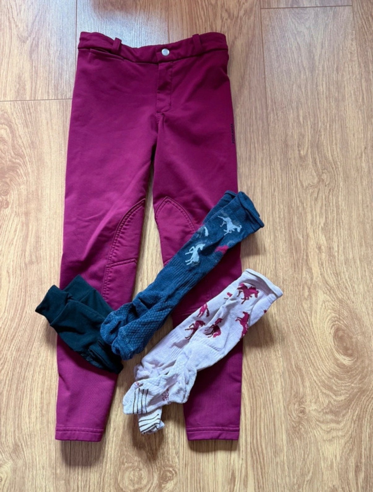 Fouganza rijbroek, handschoenen en 2 paar sokken, Dieren en Toebehoren, Paardrijkleding, Gebruikt, Kinderen, Recreatie, Onderkleding