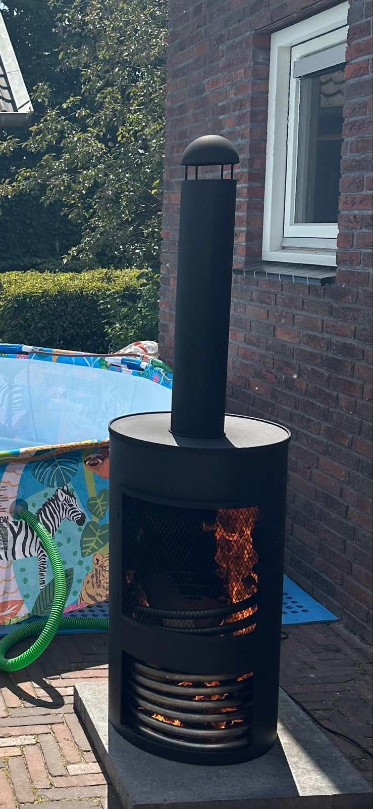 Houtgestookte zwembad / pool heater met RVS wisselaar, Ophalen, Gebruikt