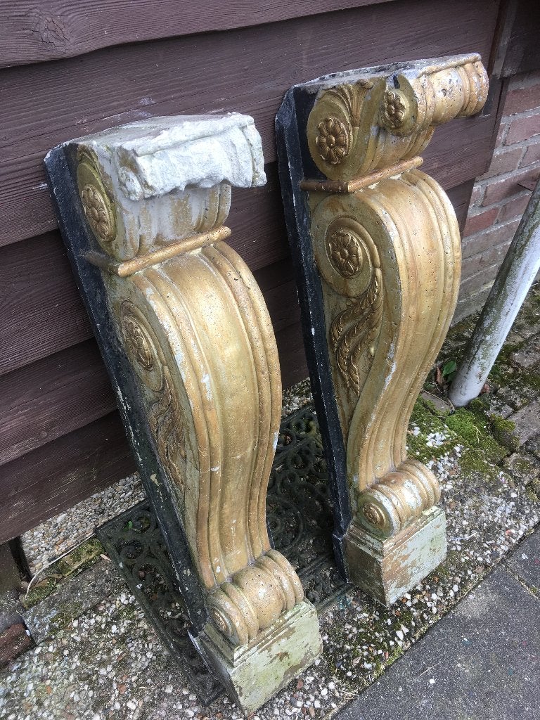 betonnen pilaren schoorsteen mantel sokkel console (2 stuks), Ophalen