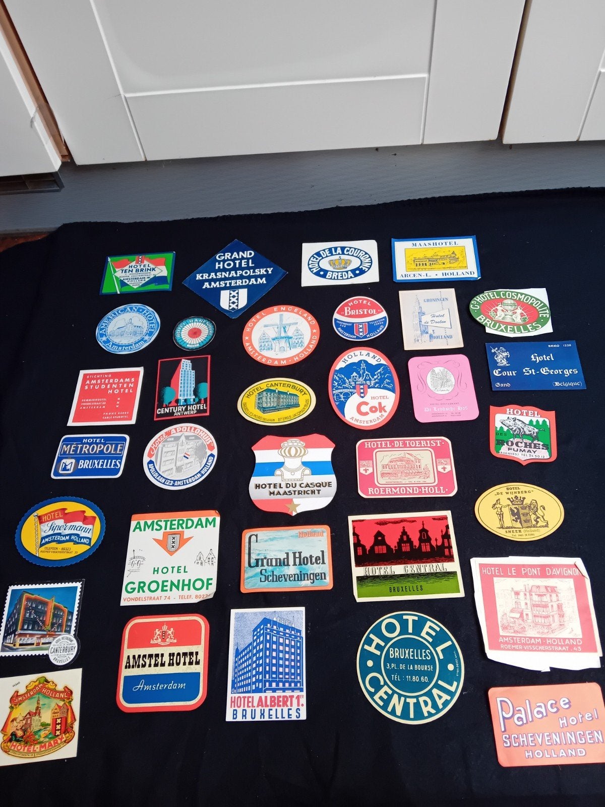 Vintage Bagage Stickers koffer labels oude Hotels uniek, Ophalen of Verzenden