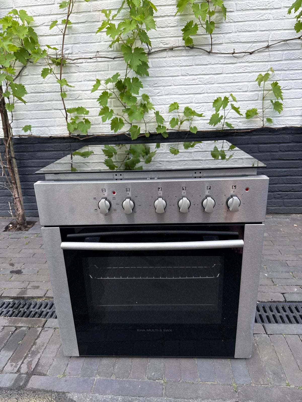 EHA Multi-5 SWX Elektrische Oven met Schott Ceran Kookplaat, Gebruikt, Minder dan 85 cm, 60 cm of meer, Inbouw