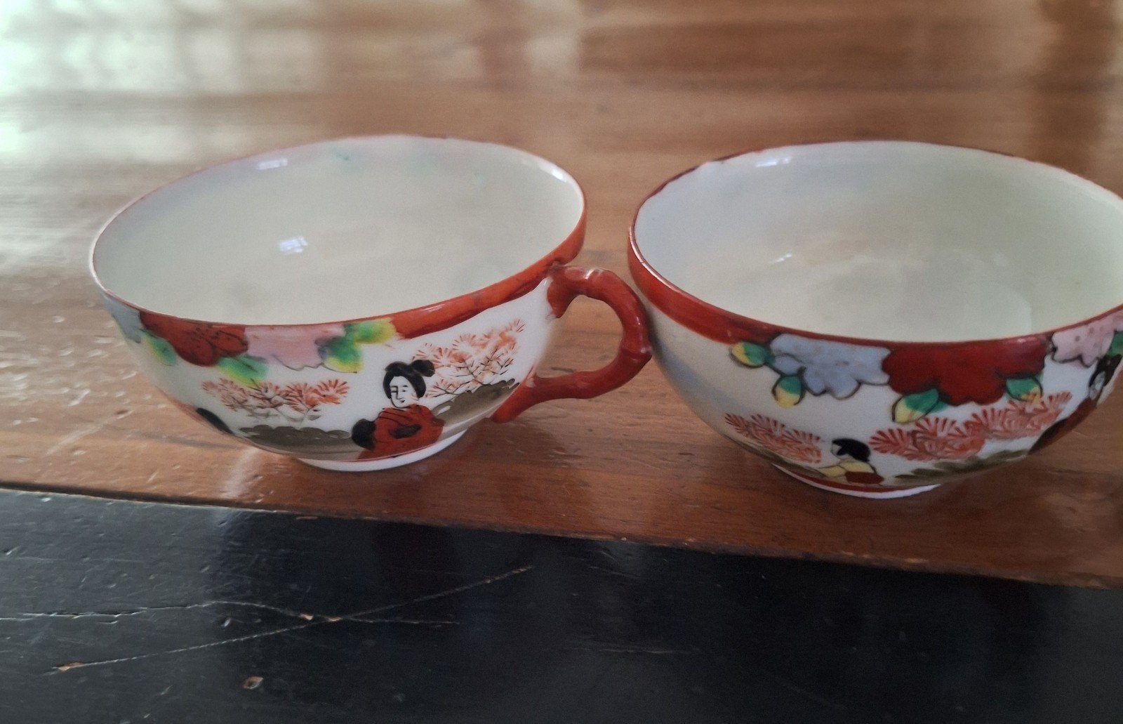 Vintage Japans eierschaalporselein kopjes - Geisha motief, Antiek en Kunst, Ophalen of Verzenden