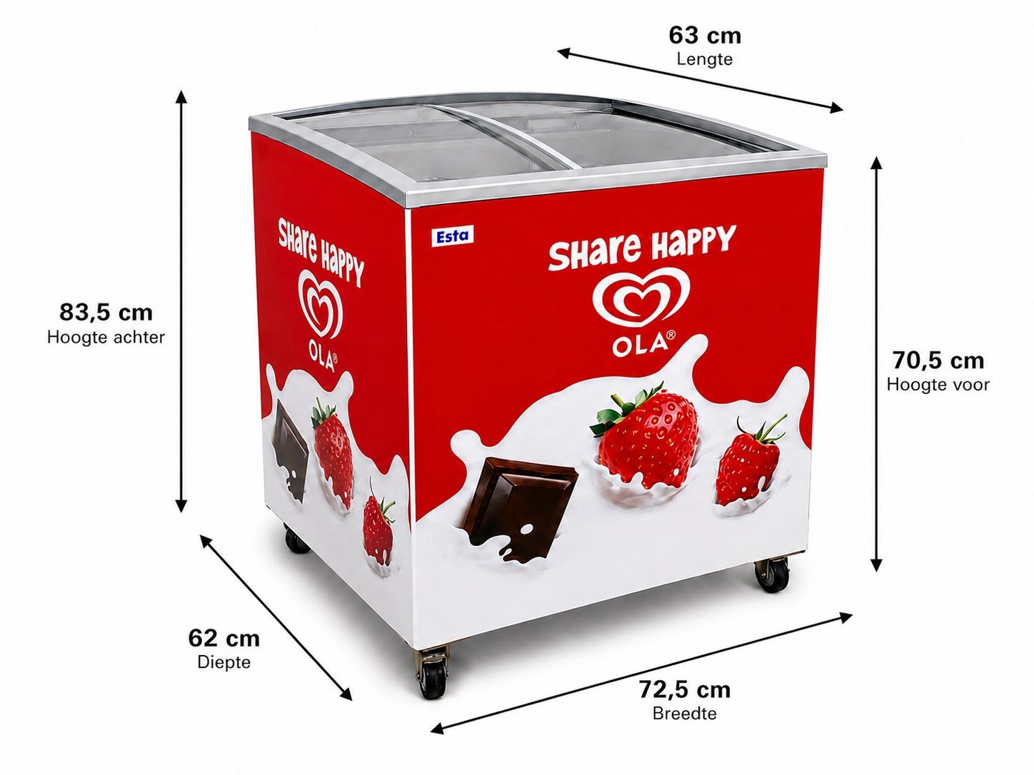 IJs Vrieskist met Glazen Schuifdeksel - Compact & Mobiel, Witgoed en Apparatuur, Gebruikt, Minder dan 85 cm, 60 cm of meer, 100 tot 150 liter