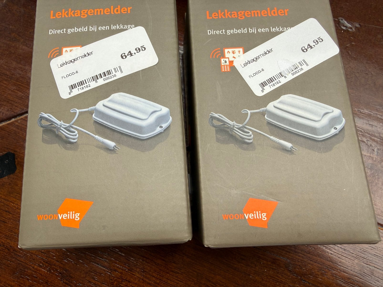 2x Woonveilig lekkage melder FLOOD-8 NIEUW, Draadloos, Detector, Sensor of Melder, Nieuw, Ophalen of Verzenden