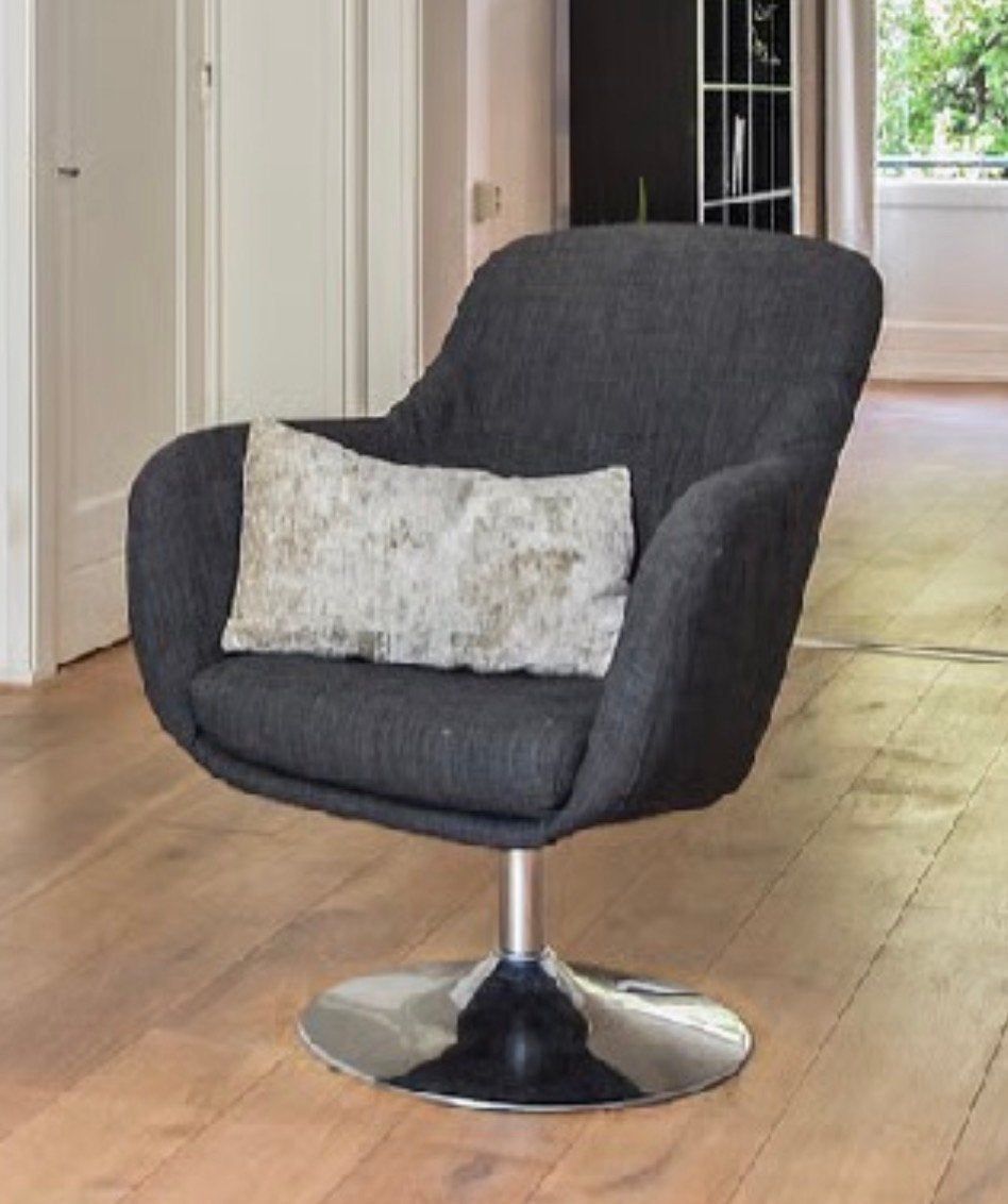 Moderne donkergrijze stoffen draaifauteuil, Ophalen, Gebruikt, Stof, 75 tot 100 cm