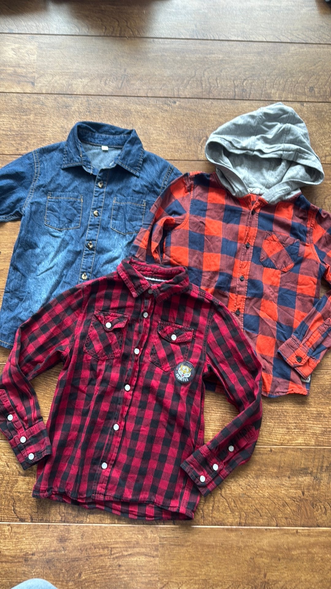 Drie houthakkers overhemden 122, Ophalen of Verzenden, Gebruikt, Jongen, Overhemd of Blouse