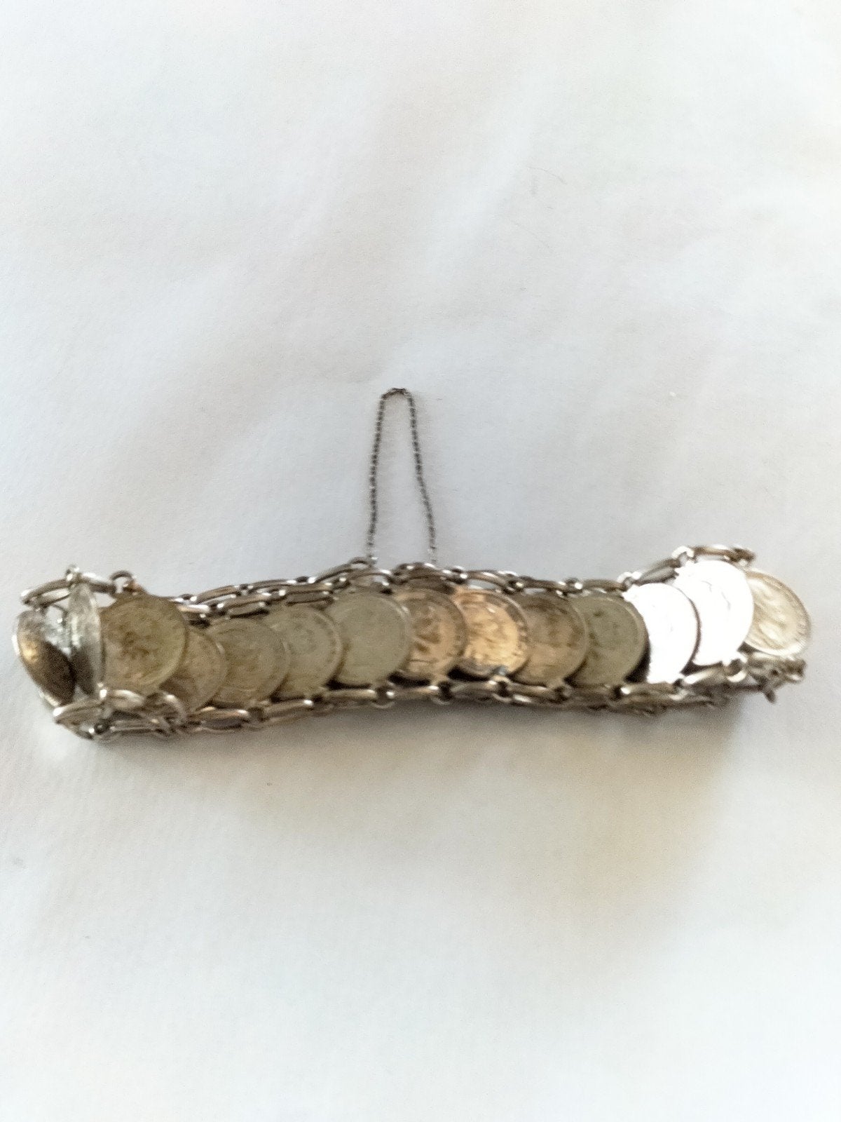 Antieke zilveren armband met 26 5-cent munten Willem III, Ophalen of Verzenden