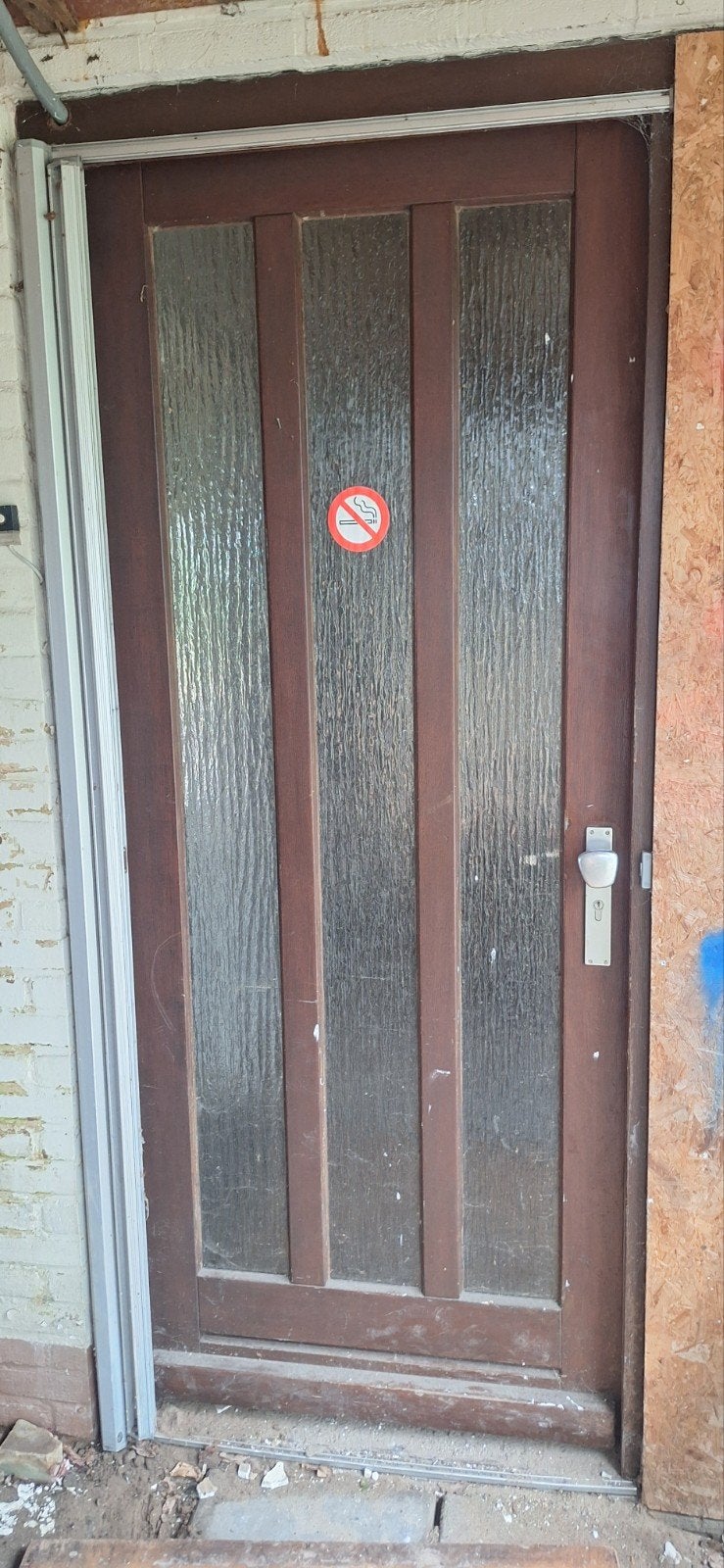 Gratis houten voordeur met glaspanelen, Ophalen, Gebruikt, 80 tot 100 cm, Binnendeur