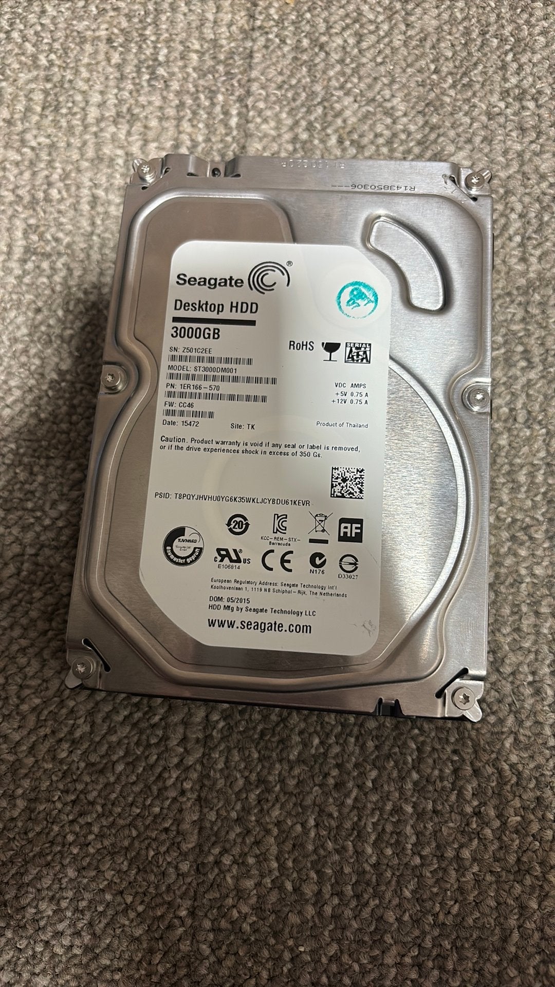3tb seagate hardeschijf, Computers en Software, Harde schijven, Zo goed als nieuw, Desktop, Intern, HDD, SATA, Ophalen of Verzenden