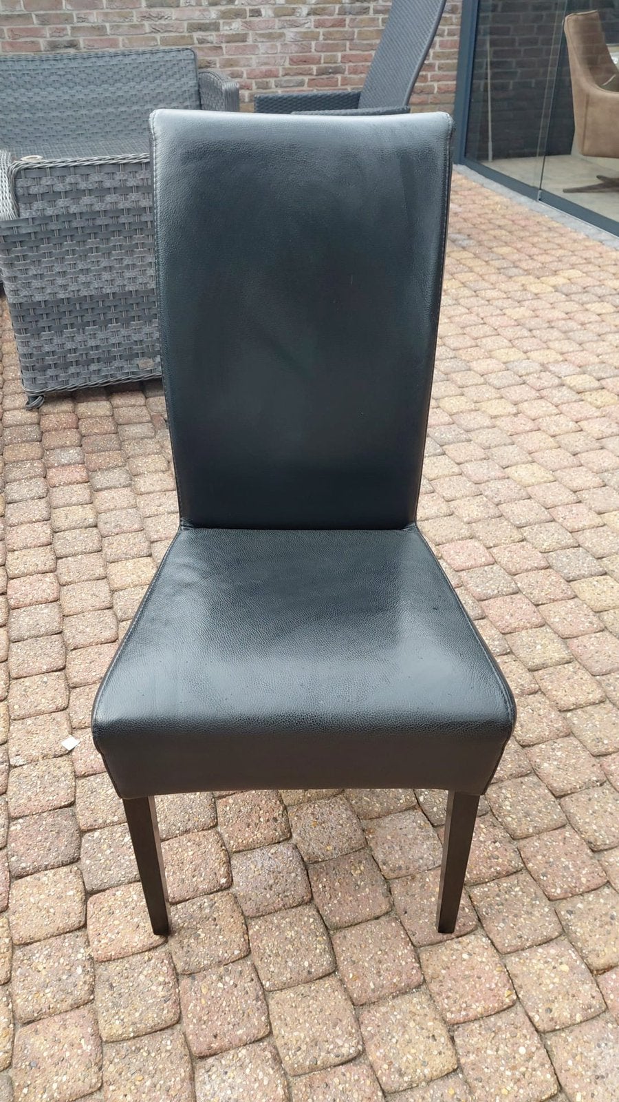 4 zwarte eetkamerstoelen, Huis en Inrichting, Ophalen, Gebruikt, Zwart, Vier