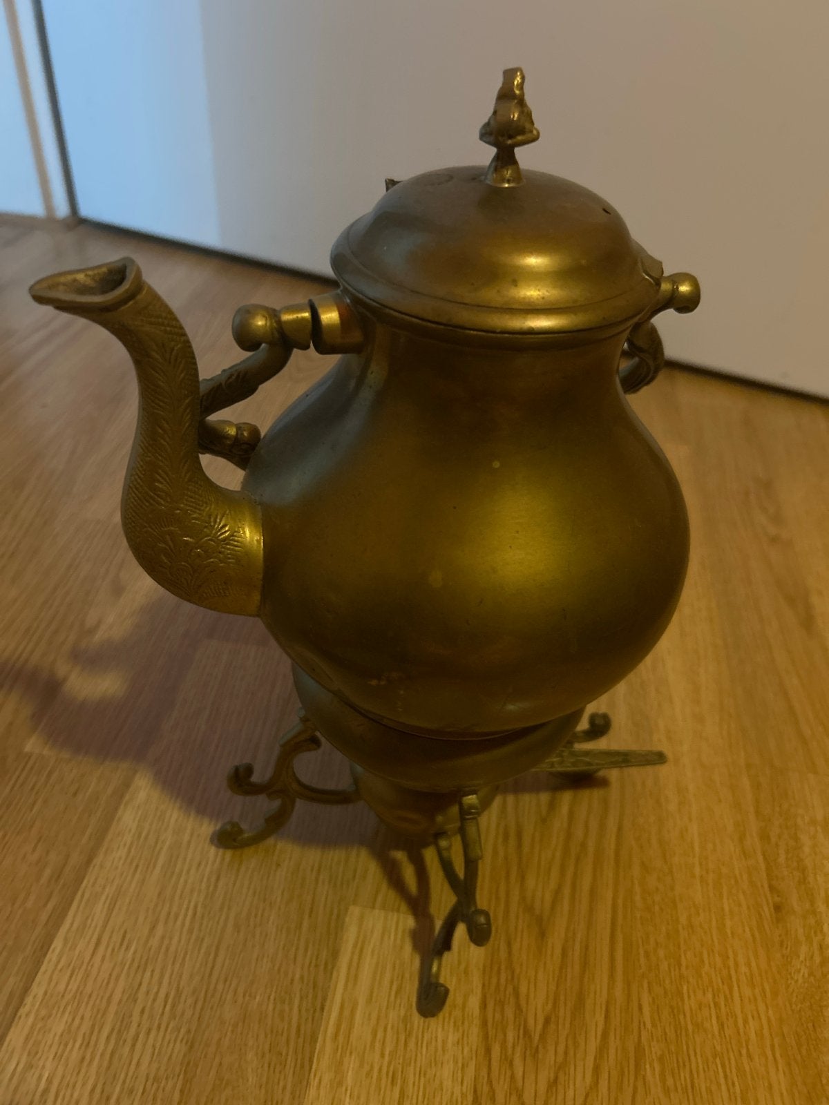 Antieke koperen theepot met brander ( K.M.A), Antiek en Kunst, Ophalen, Koper