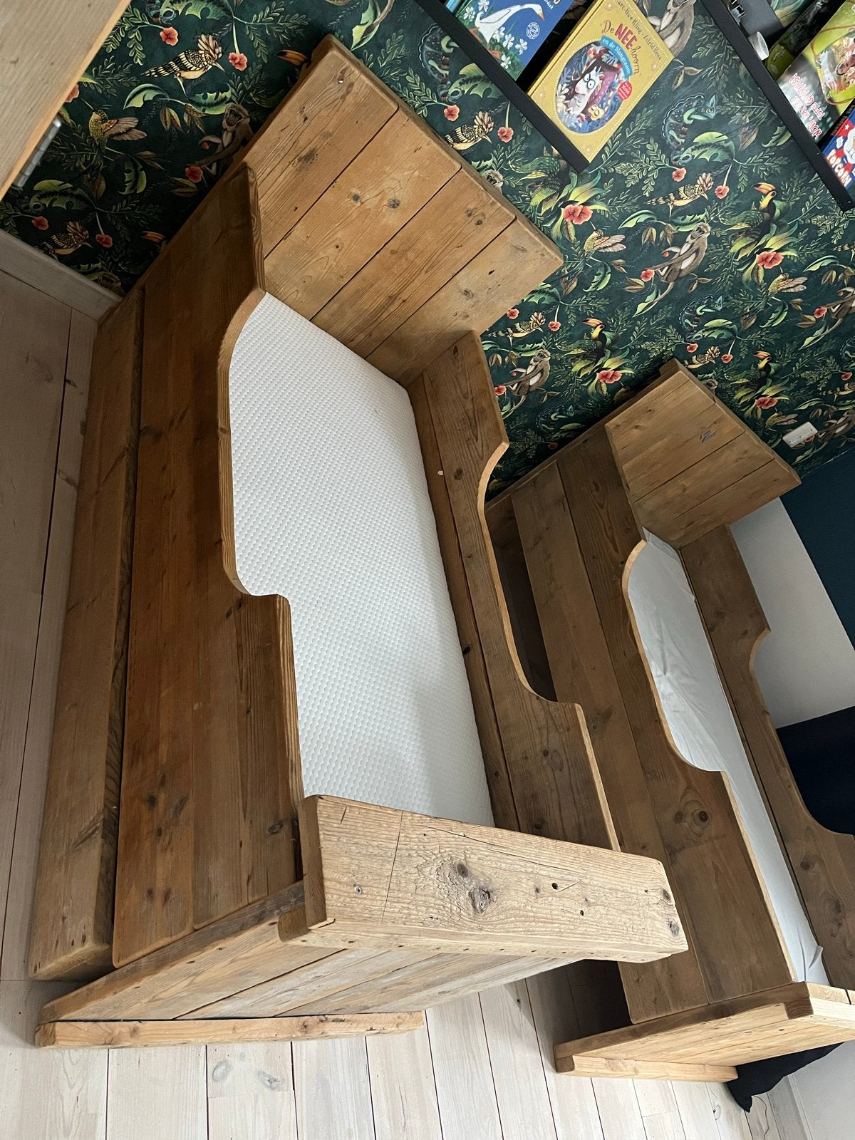 Steigerhouten kajuitbed met lade, eventueel inclusief matras, Huis en Inrichting, Slaapkamer | Bedden, Ophalen, Gebruikt, Eenpersoons